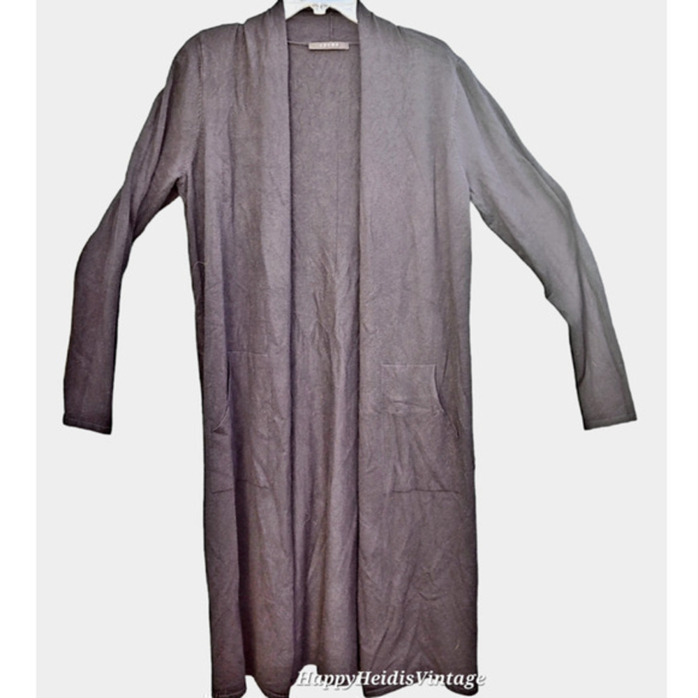 Cyrus Black‎ Open Shawl Collar with Pockets Long Sleeve Cardigan Sweater
